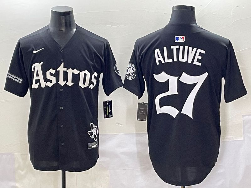 Men 2025 Houston Astros #27 Altuve Black Five generations Joint Name Nike MLB Jersey style 19